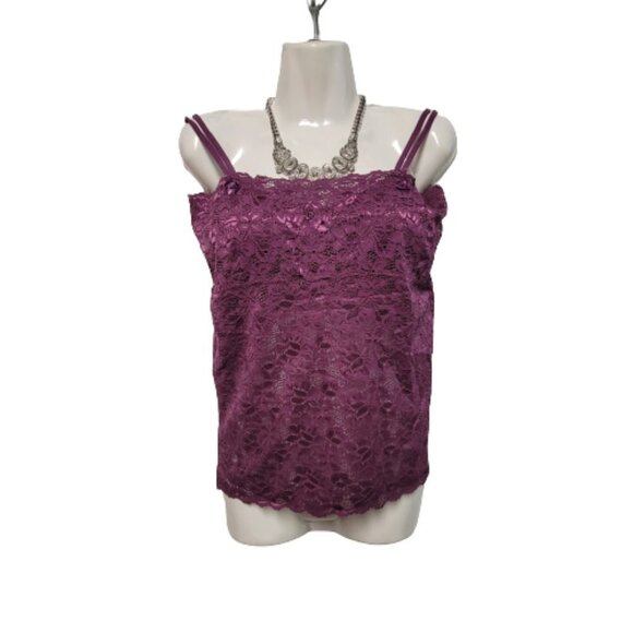 Purple Lace Long Camisole Lace Tank Top Stretchy Long Camisole - Size L- NEW - Picture 1 of 10